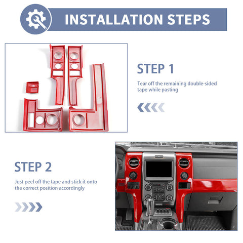 For 2009-2014 Ford F150 Raptor 40x Center Console And Car Door Trim Kit Red