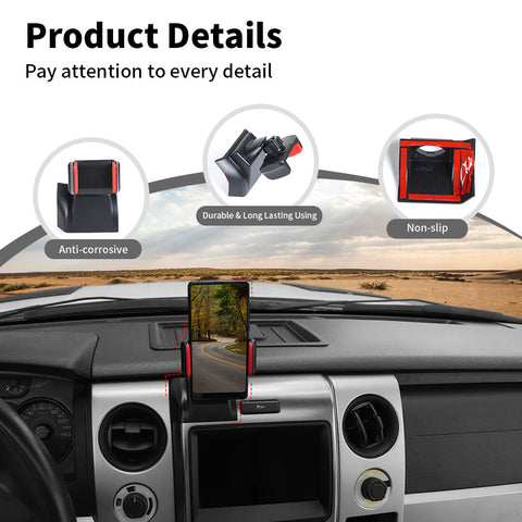 For 2013-2014 Ford F150 Raptor Center Console Dashboard Mobile Cell Phone Holder Bracket Stand