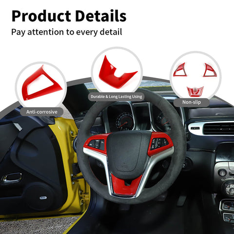 For 2012-2015 Chevy Camaro Interior Steering Wheel Cover Trim Bezels