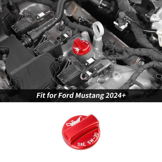 For Ford  2024+ Mustang/ 2021+ Bronco/Bronco Sport Aluminum Red Car Engine Oil Cap Trim Decor Cover