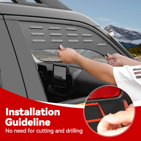 For 2021+ Ford Bronco Sport Front Rear Window Glass Louver Air Vent Outlet Panel