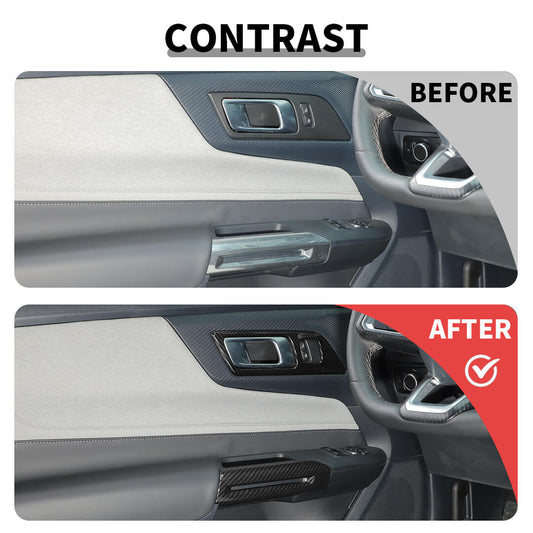 For 2015+ Ford Mustang Inner Door Handle Decoration Panel Bezel Cover Trim (4 pcs)