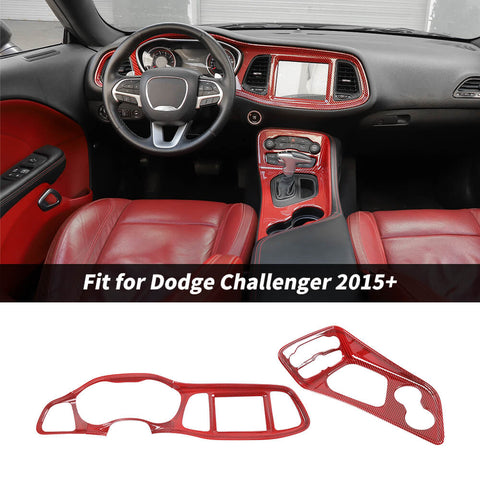 For 2015+ Dodge Challenger Central Control Dashboard & Gear Shift Panel Cover Trim