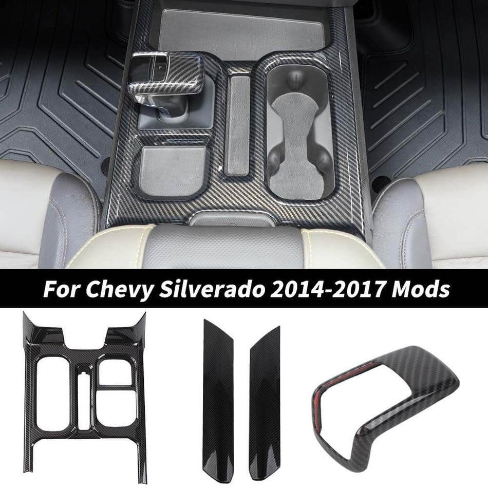 For 2022+ Chevy Silverado Center Console Gear Shift Panel Gear Head Knob Cover Trim Kit (4 pcs)