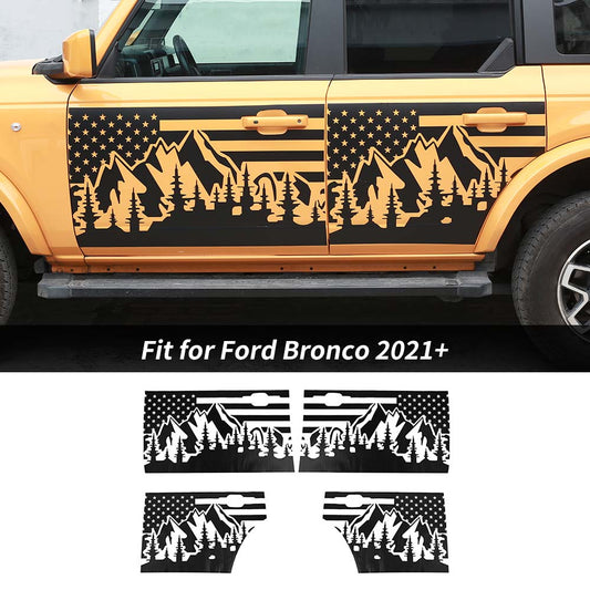 For 2021+ Ford Bronco 2/4 Door Car Side Door Decoration Decal Stickers US Flag