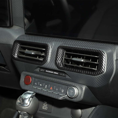 For Ford 2024+  Mustang Center Console Air Vent Trim Rings Carbon Fiber Pattern