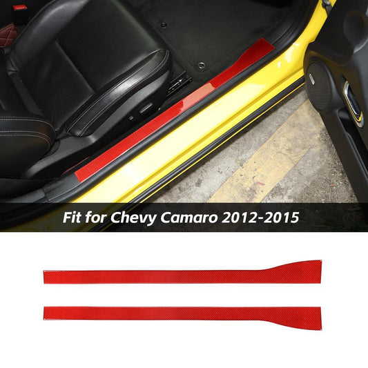 Real Carbon Fiber Inter Door Sill Guards Cover Trim Strips For Chevy Camaro 2012-2015 Accessories | CheroCar