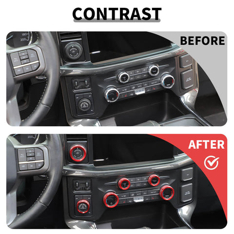 For 2021+ Ford F 150 Air Conditioner Headlight 4WD Trailer Switch Knob Tring Ring Kit