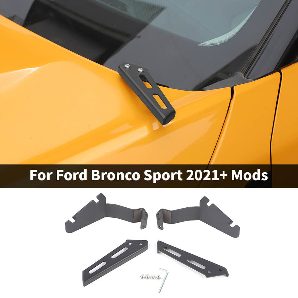For 2021+ Ford Bronco Sport Hood Hinge Light Lamp Bracket Ditch Side Mount Stand (4 pcs)