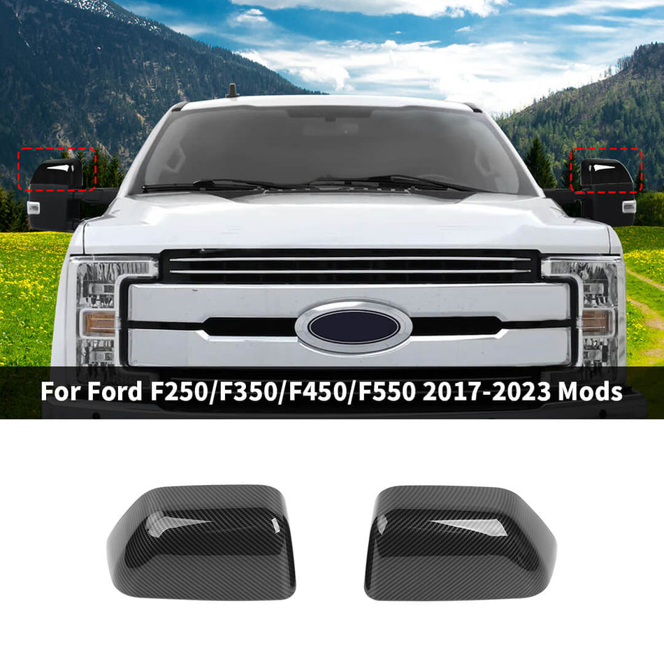 For 2017-2023 Ford F250/F350/F450/F550 Upper Half Rearview Mirror Shell Trim Cover Cap (2 pcs)