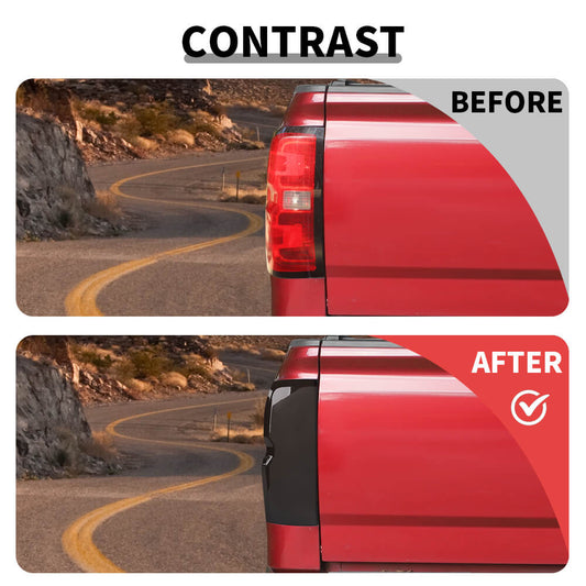 For 2014-2018 Chevy Silverado Side Rear Tail Light Lamp Cover Trim Decor Smoke Black