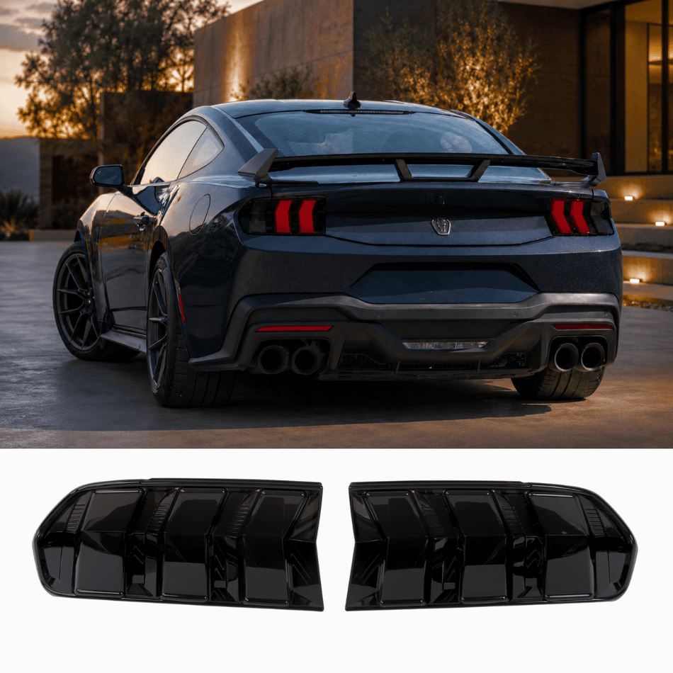 For 2024+ Ford Mustang 2PCS Smoked Black Taillight Trim Covers Rear Tail Light Cover Decorative Accessories