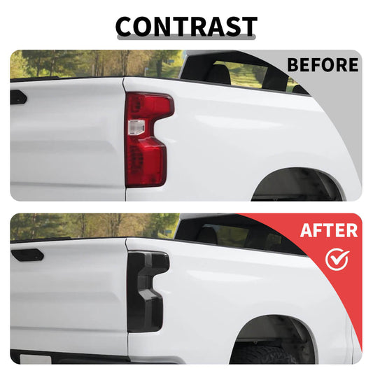 For 2022+ Chevy Silverado Smoked Black High Brake Light & Rear Taillight Lamp Trim Cover Kit