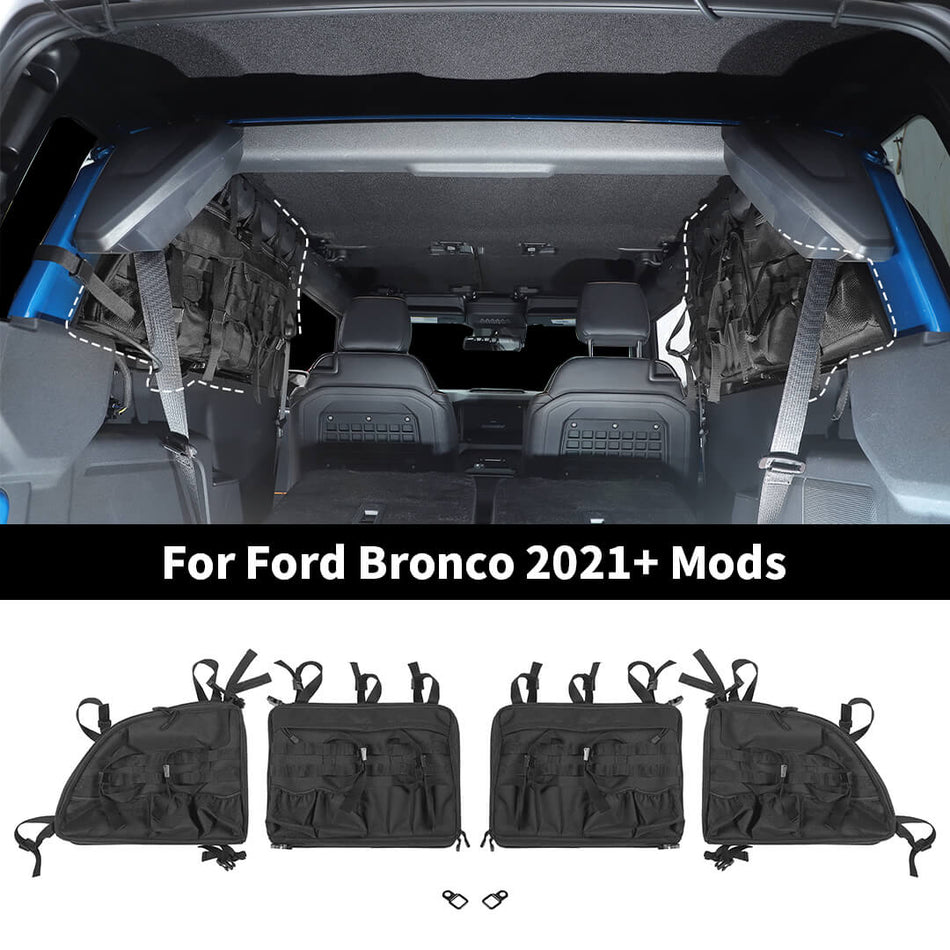 For 2021+ Ford Bronco 2-Door Version Side Rear Trunk Roll Bar Storage Bag Tool Organizer