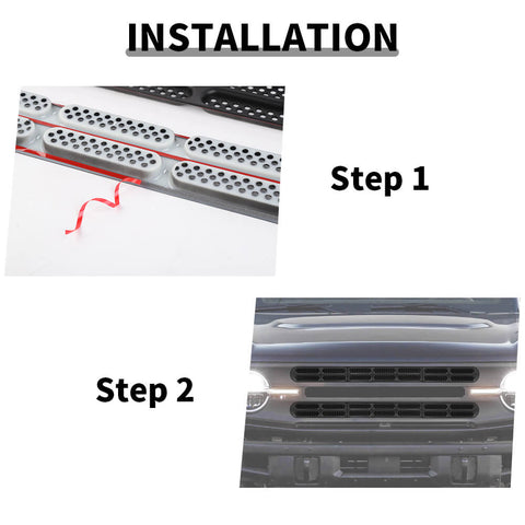 For 2021+ Ford Bronco Front Grille Grill Insert Net Trim Decor （Fits 7-slot Grille）
