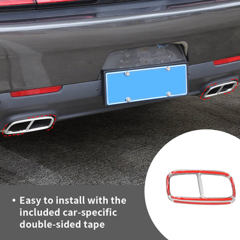 For 2015+ Dodge Challenger Tail Tailpipe Throat Exhaust Pipes Decor Cover Trim