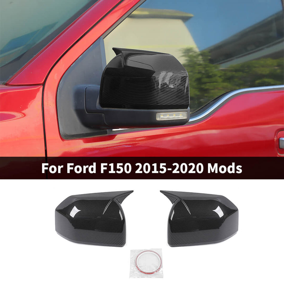For 2015-2020 Ford F150 Exterior Side Door Rearview Mirror Shell Trim Cover (2 pcs)