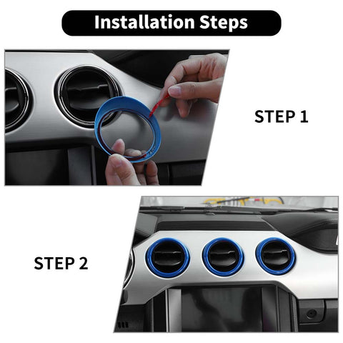 30 x Interior Full Set Decoration Cover Trim Kit For Ford Mustang 2015+ Blue Accessories | CheroCar