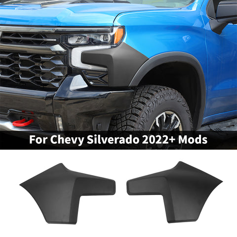 For 2022+ Chevrolet Silverado Black Front Grill Side Fender Wrap Corner Cover Trim