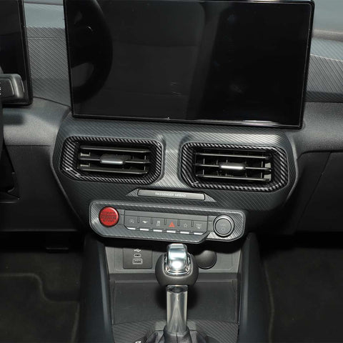 For Ford 2024+  Mustang Center Console Air Vent Trim Rings Carbon Fiber Pattern