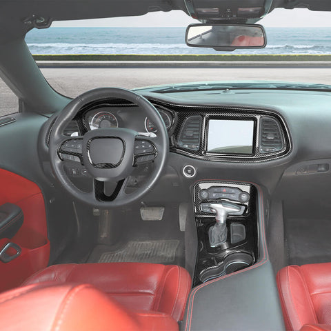 For 2015+ Dodge Challenger 9x Car Interior Dashboard Gear Panel Decor Cover Trim Kit Accessories