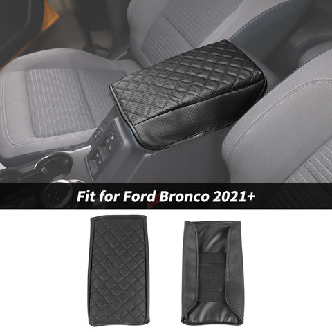 For 2021+ Ford Bronco Center Console Storage Box Armrest Leather Cover Pad