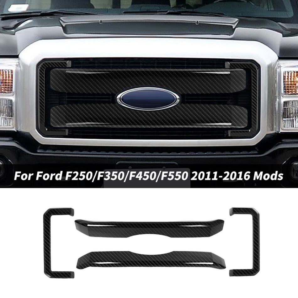 For 2011-2016 Ford F250/F350/F450/F550 Black Front Grille Frame Decor Trim Cover Shell