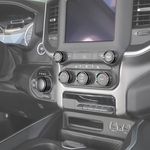 For 2018+ Dodge RAM Headlight Center Console Switch Knob Trim Ring Kit