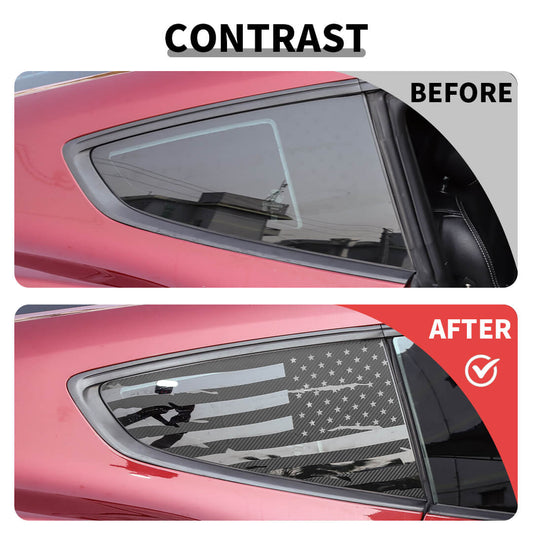 For 2015+ Ford Mustang Exterior Car Rear Window Decal Trim Sticker Cover (2 pcs)