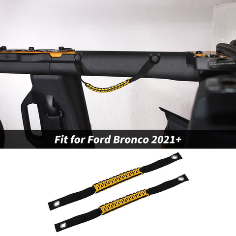 For 2021+ Ford Bronco Orange Top Bar Grab Handles Paracord