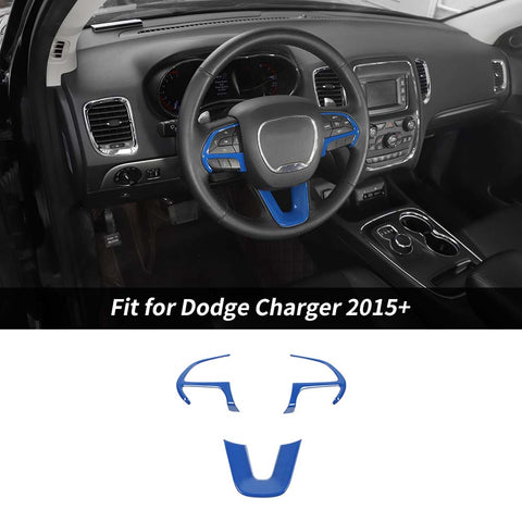 Steering Wheel Decor Cover Trim for Dodge Challenger & Charger 2015+ & Durango 2014+ Carbon Fiber 3pcs/set｜CheroCar