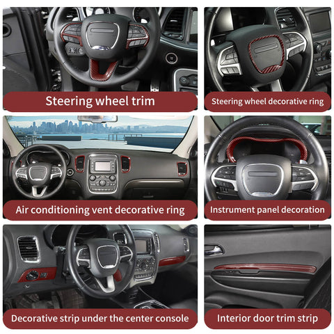 For 2014-2020 Dodge Durango Interior Center Console Dash Set Decor Cover Trims Kit