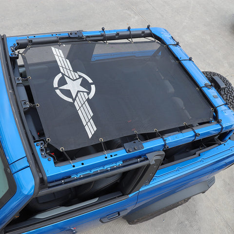For 2021+ Ford Bronco Car Roof Top Mesh Sun Shade Cover Net