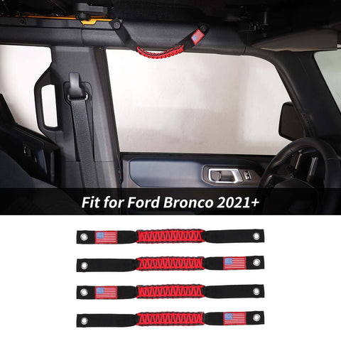 4 x Roll Bar Roof Top Grab Handles Grip For Ford Bronco 2021+ US Flagh Accessories | CheroCar