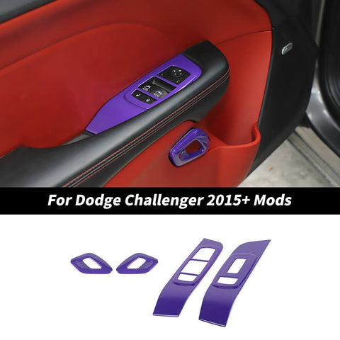 For 2015+ Dodge Challenger Car Inner Door Handle Window Switch Panel Trim Cover