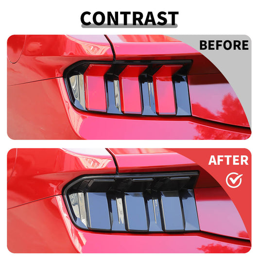 For 2024+ Ford Mustang Sides Rear Tail Light Trim Overlay Bezel Smoked Black