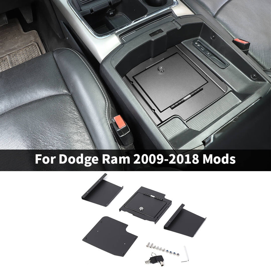 For 2009-2018 Dodge RAM Interior Center Console Armrest Vault Safe Storage Box