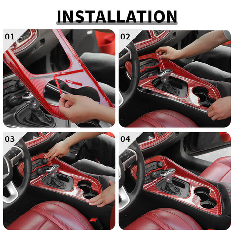 For 2015+ Dodge Challenger Central Control Dashboard & Gear Shift Panel Cover Trim