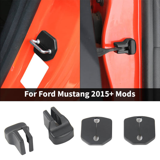 For 2015+ Ford Mustang Door Lock & Door Stopper Buckle Trim Cover Protector (4 pcs)