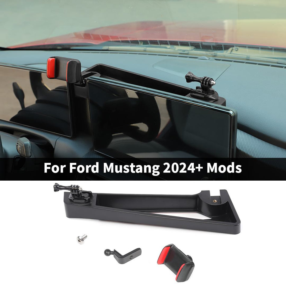 For Ford 2024+ Mustang Center Console Phone Holder And Storage Box, Red, Aluminum Alloy Material