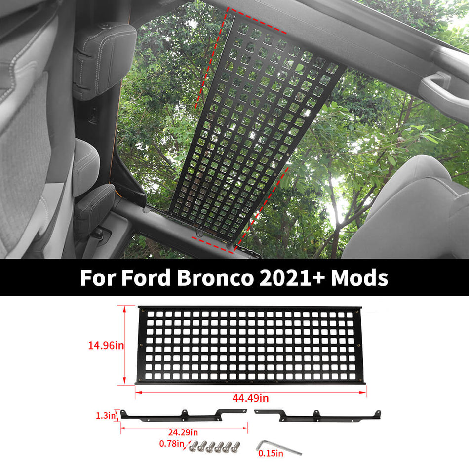 For 2021+ Ford Bronco Top Roof Storage Hanging Panel Rack Organizer Molle Plate