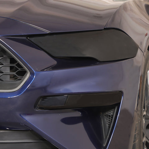 For 2018-2023 Ford Mustang Smoked Black Front Lamp Covers Fog & Head Light Trim Cover