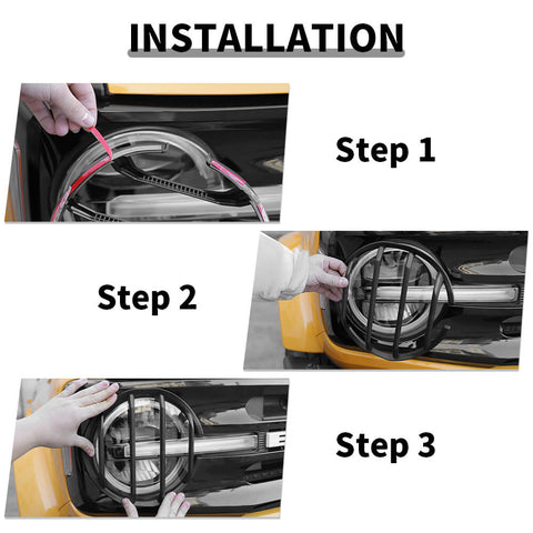 For 2021+ Ford Bronco Front Headlight Trim Cover Guard Protect