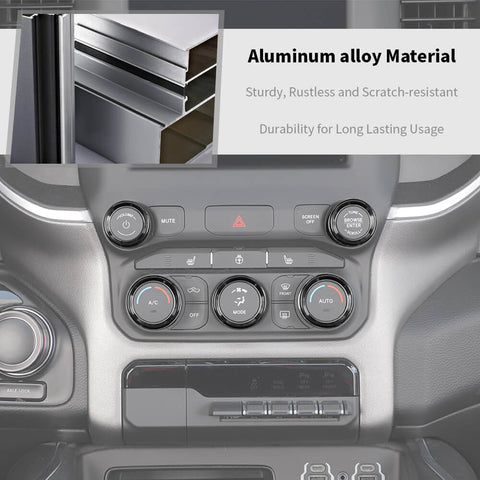 For 2018+ Dodge RAM Headlight Center Console Switch Knob Trim Ring Kit