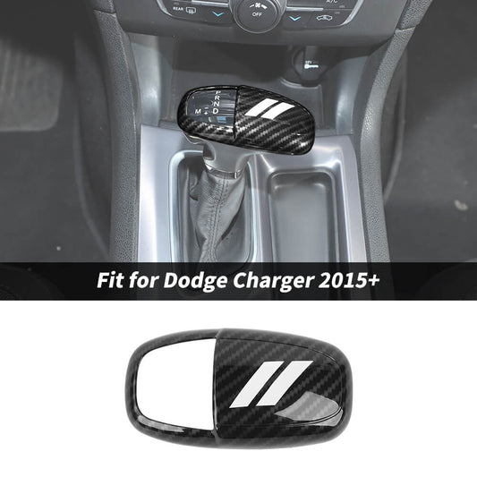 For Dodge 2015+ Charger/Challenger/ 2018+ Durango Interior Gear Shift Knob Decor Cover Trim Carbon Fiber
