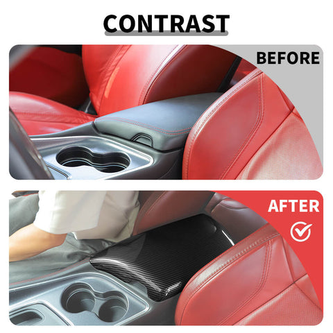 For 2015+ Dodge Challenger Console Armrest Box Panel Cover Trim Decor