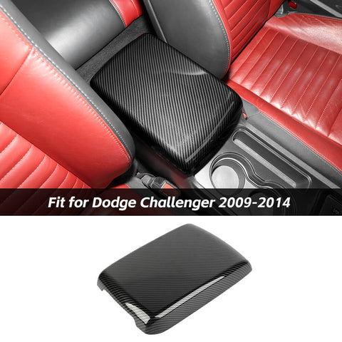 For 2009-2014 Dodge Challenger Central Armrest Box ABS Panel Cover Trim Carbon Fiber