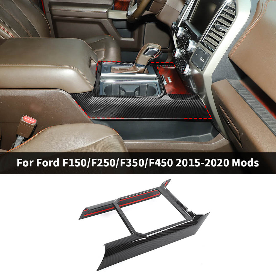 For Ford 2015-2020 F150 & 2017-2022 F250 F350 F450 Interior Center Console Gear Shift Panel Cup Holder Trim Cover