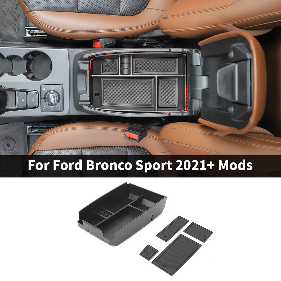 For 2021+ Ford Bronco Sport Interior Central Armrest Organizer Storage Box
