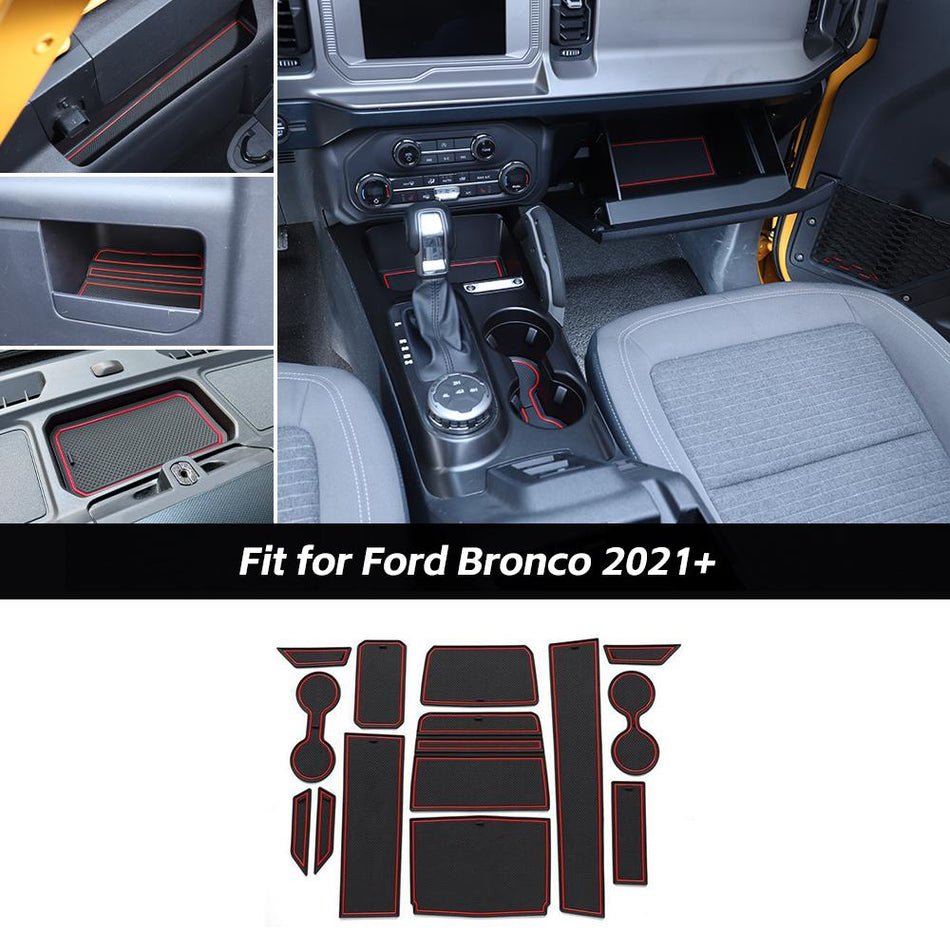 For 2021+ Ford Bronco 2/4-Door Interior Rubber Anti-Slip Door Groove Mats Gate Pad